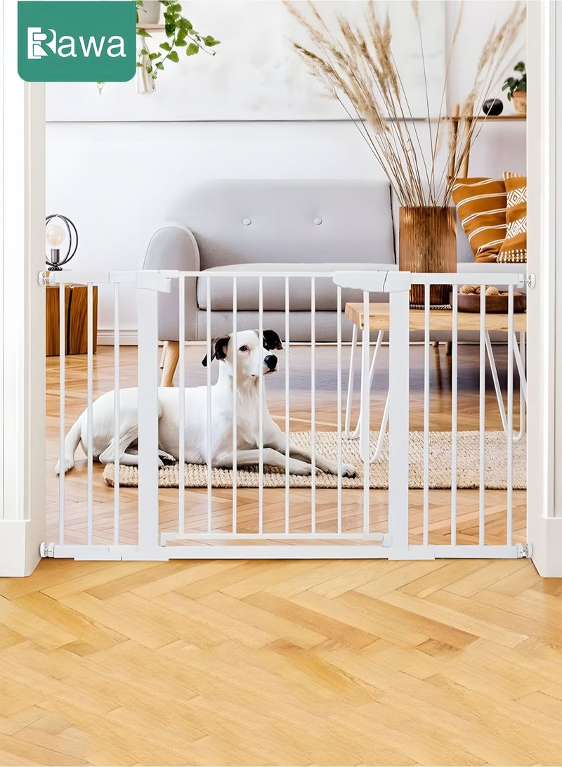 روعة بوابة أمان للأطفال تغلق تلقائيًا بدون حفر، بوابة أمان للأطفال عريضة جدًا 77-82 سم + 20 سم تمديد لبوابة أمان للسلالم 97-102 سم، بوابات أمان داخلية للكلاب وبوابات الحيوانات الأليفة والممرات والسلالم - Image 3